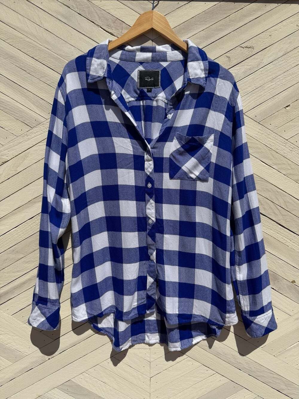 Rails Hunter Plaid Buffalo Check Button Down Shirt, Cobalt Blue/White | Size L